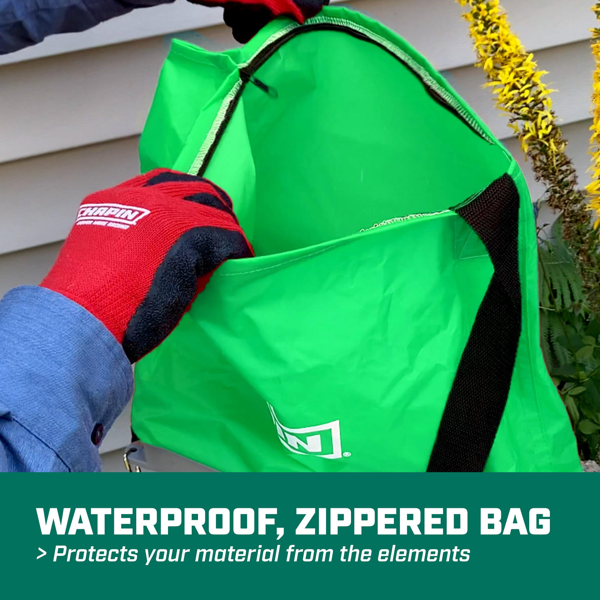 CHAPIN detalle de la cremallera impermeable protege semillas y fertilizante