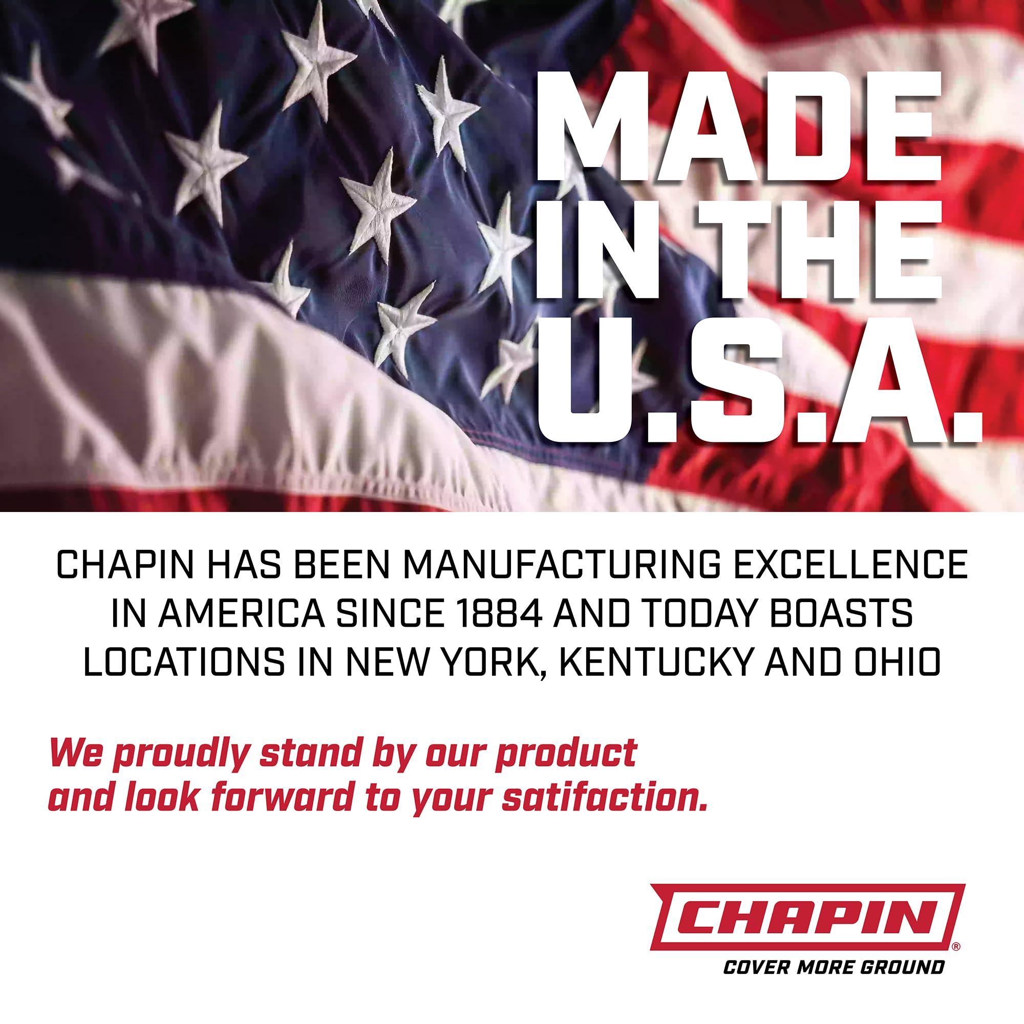 CHAPIN etiqueta del producto y garantía de 1 año visible