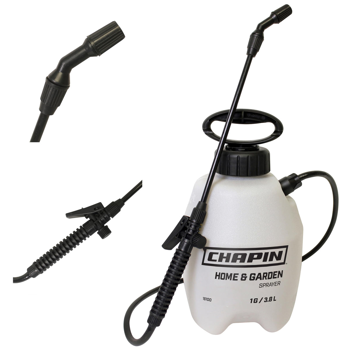 CHAPIN vista frontal del pulverizador con tanque claro para control de nivel