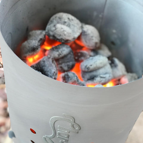 Char-Griller detalle del mango con escudo térmico para mayor seguridad