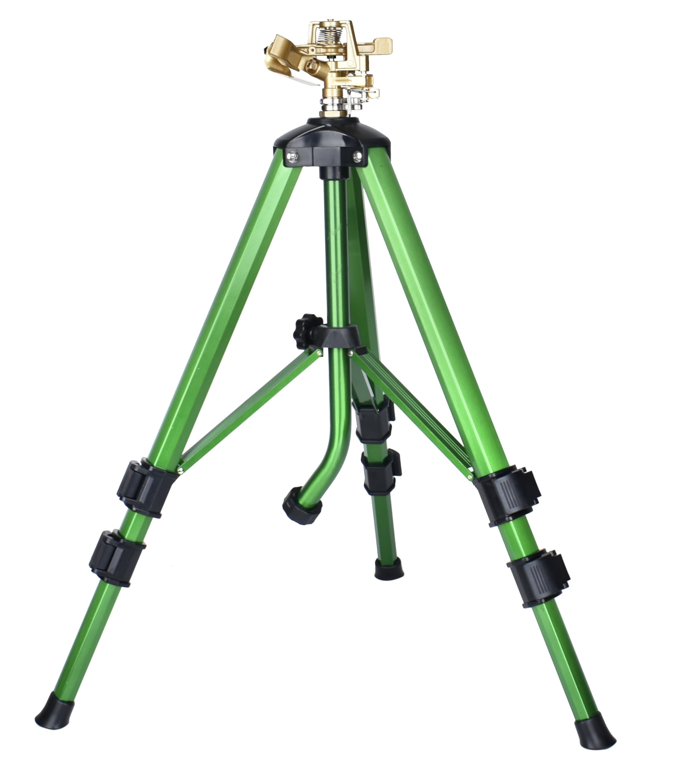 Cheerwater aspersor tripode frontal mostrando estabilidad y ajuste de altura