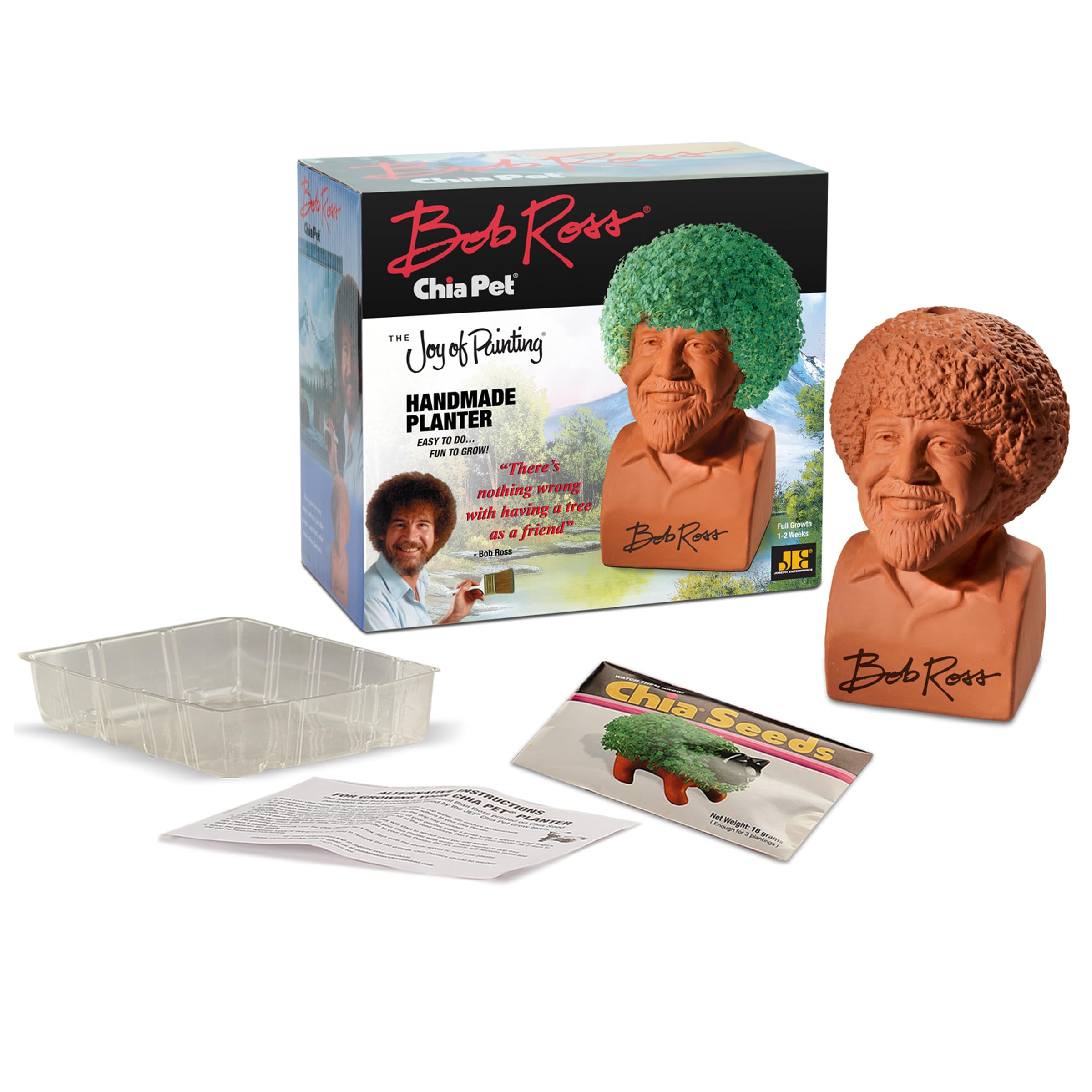 Chia Bob Ross comparado con mano para mostrar tamaño compacto y fácil colocación