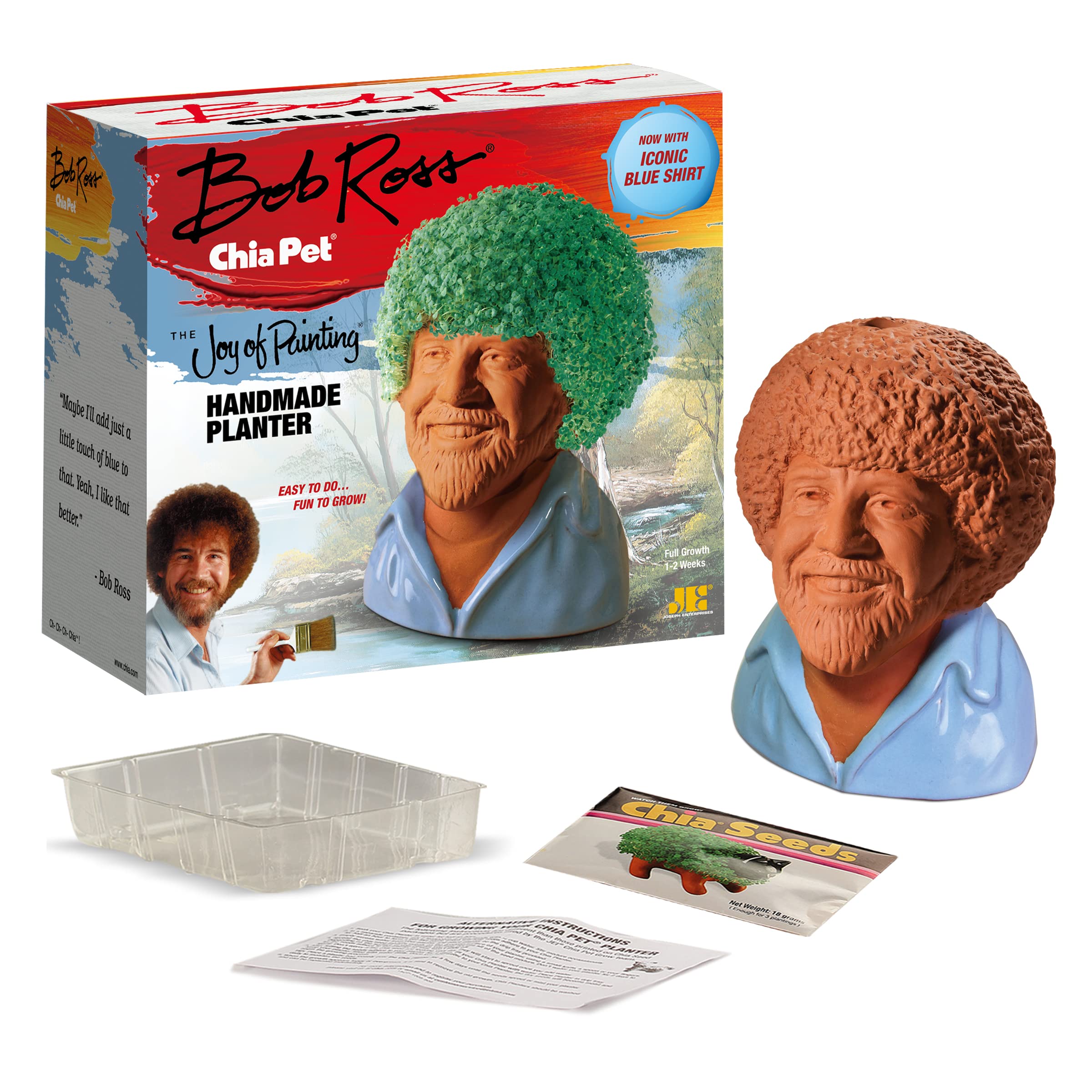 Sobres de semillas y bandeja junto a la maceta Chia listos para plantar