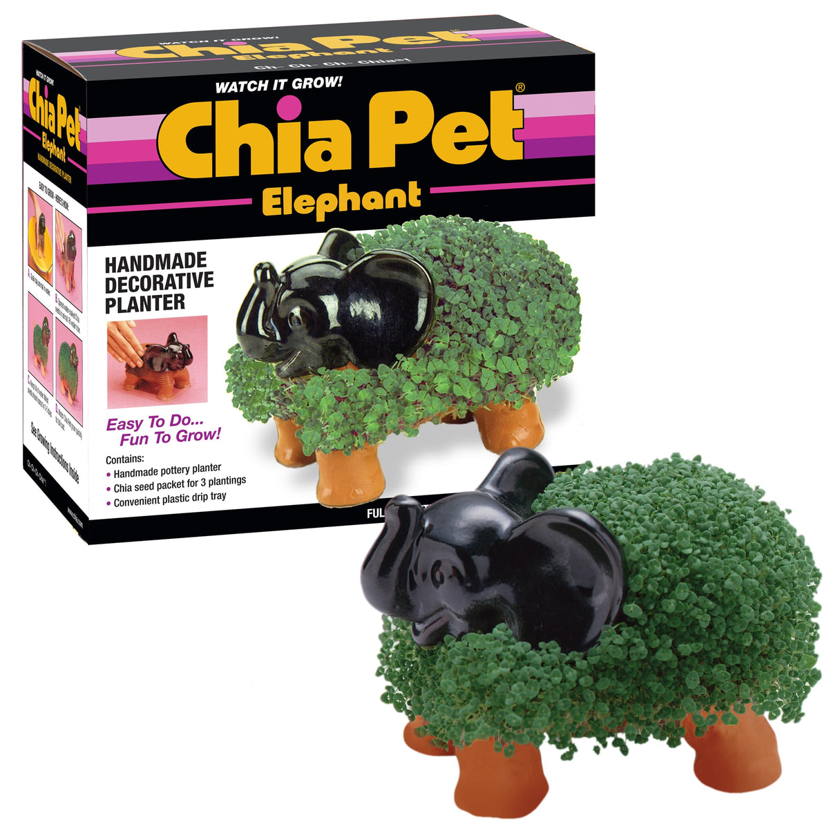 Chia Elephant vista frontal mostrando la figura de terracota y su potencial decorativo