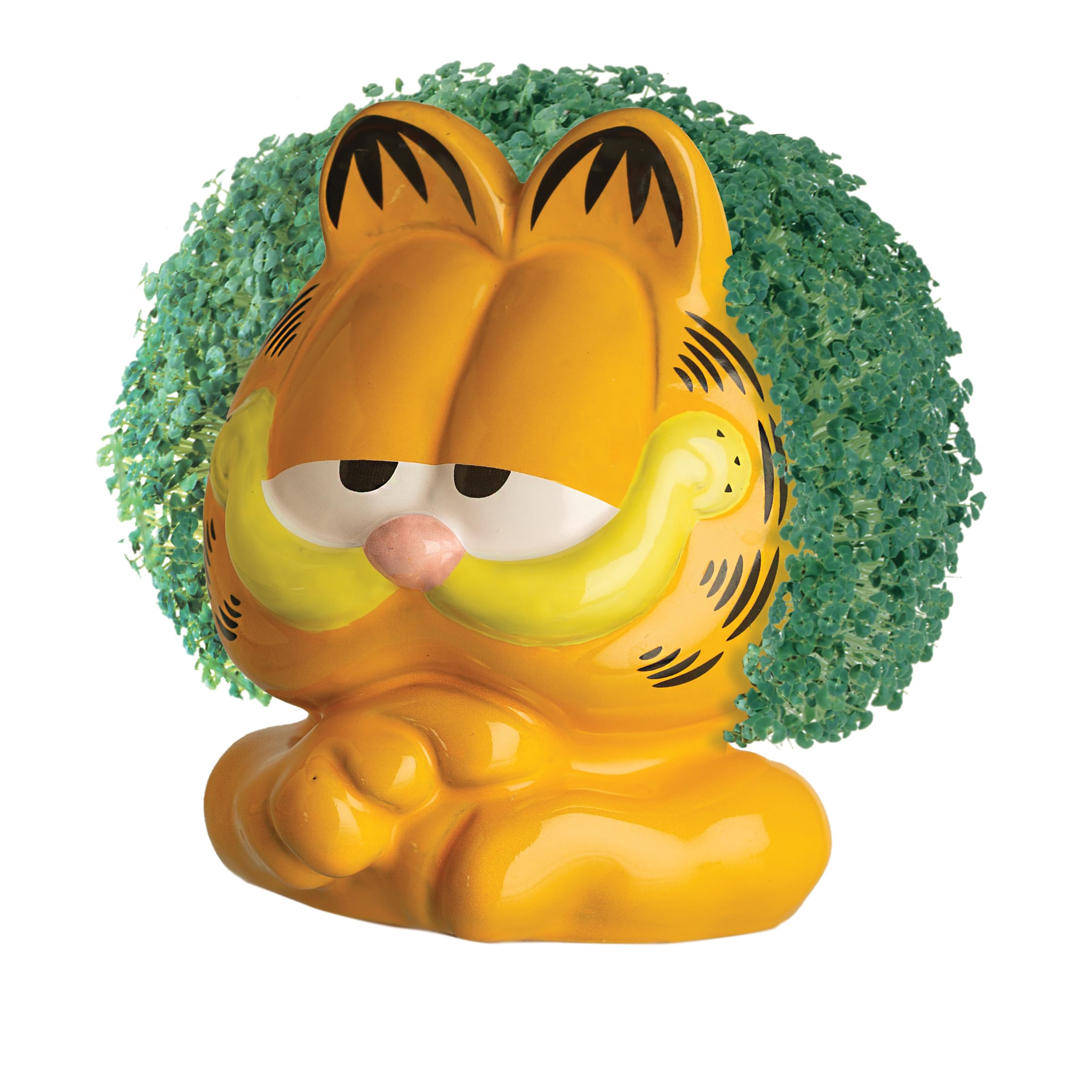 Chia Garfield junto a objeto para comparar tamaño y presencia decorativa