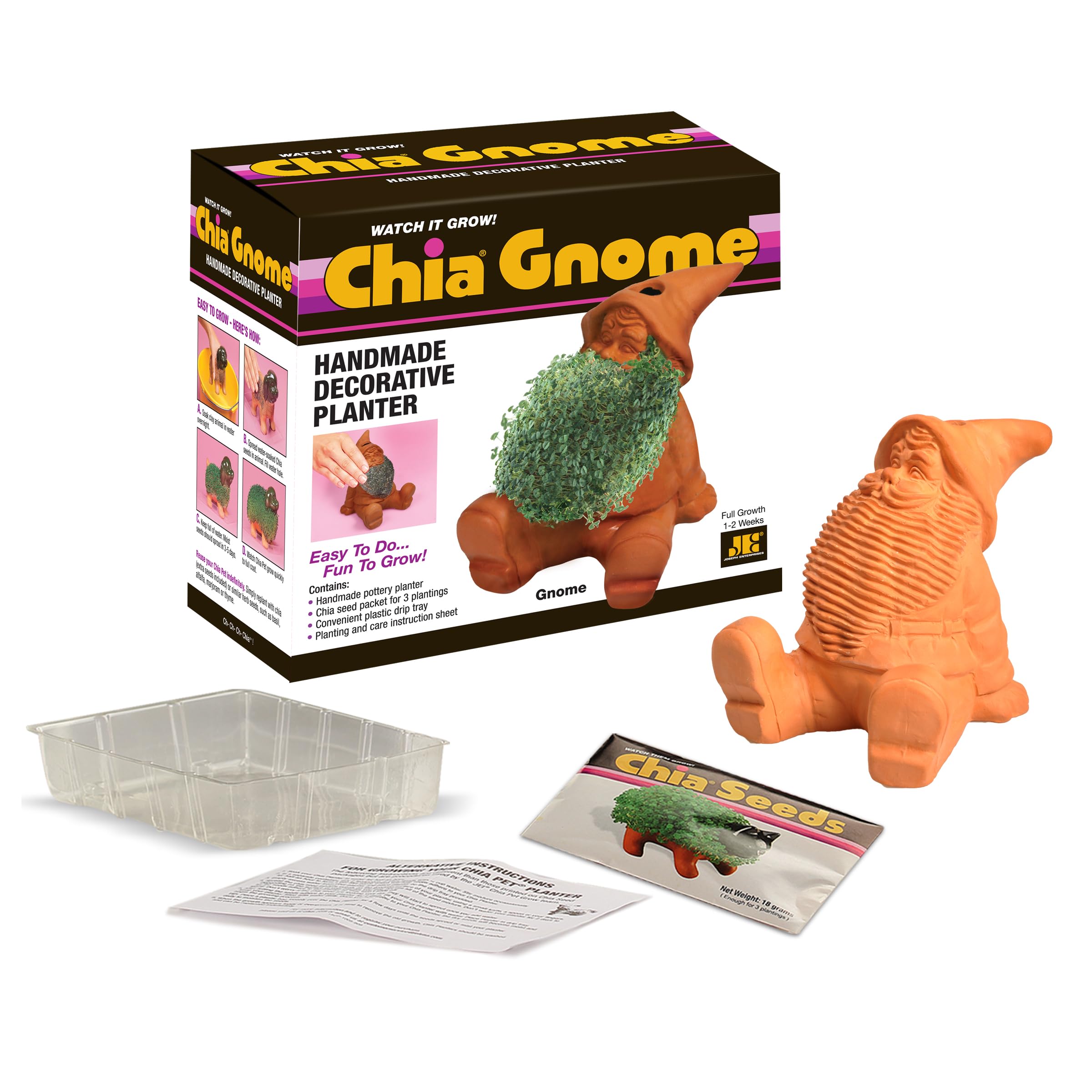 Chia gnomo comparativa tamaño en manos mostrando escala compacta y práctico