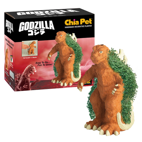 Chia Godzilla vista frontal mostrando diseño cerámico y efecto decorativo