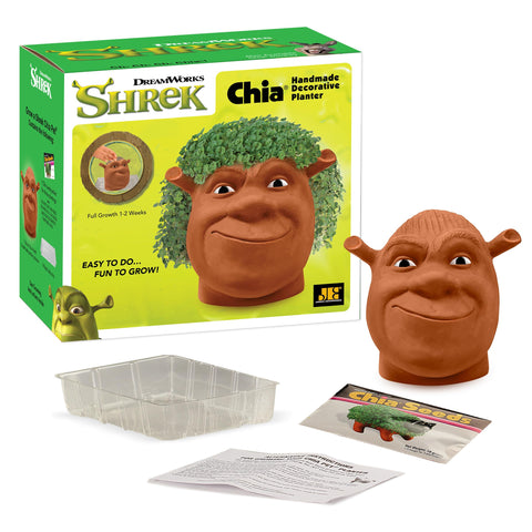 Chia Shrek junto a bandeja plástica para goteo, Chia protege superficies y facilita limpieza