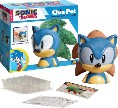 Chia Sonic comparación de tamaño junto a objetos cotidianos, Chia práctico regalo