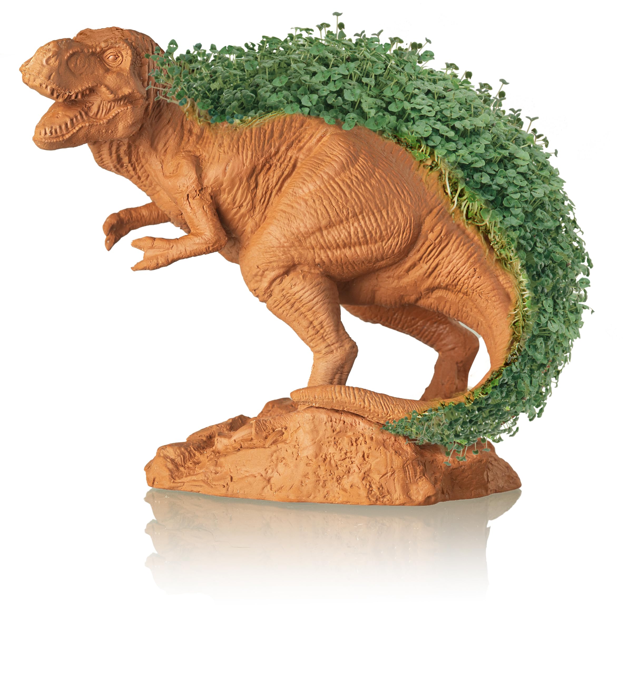 Chia T‑Rex comparado con una taza para mostrar tamaño real
