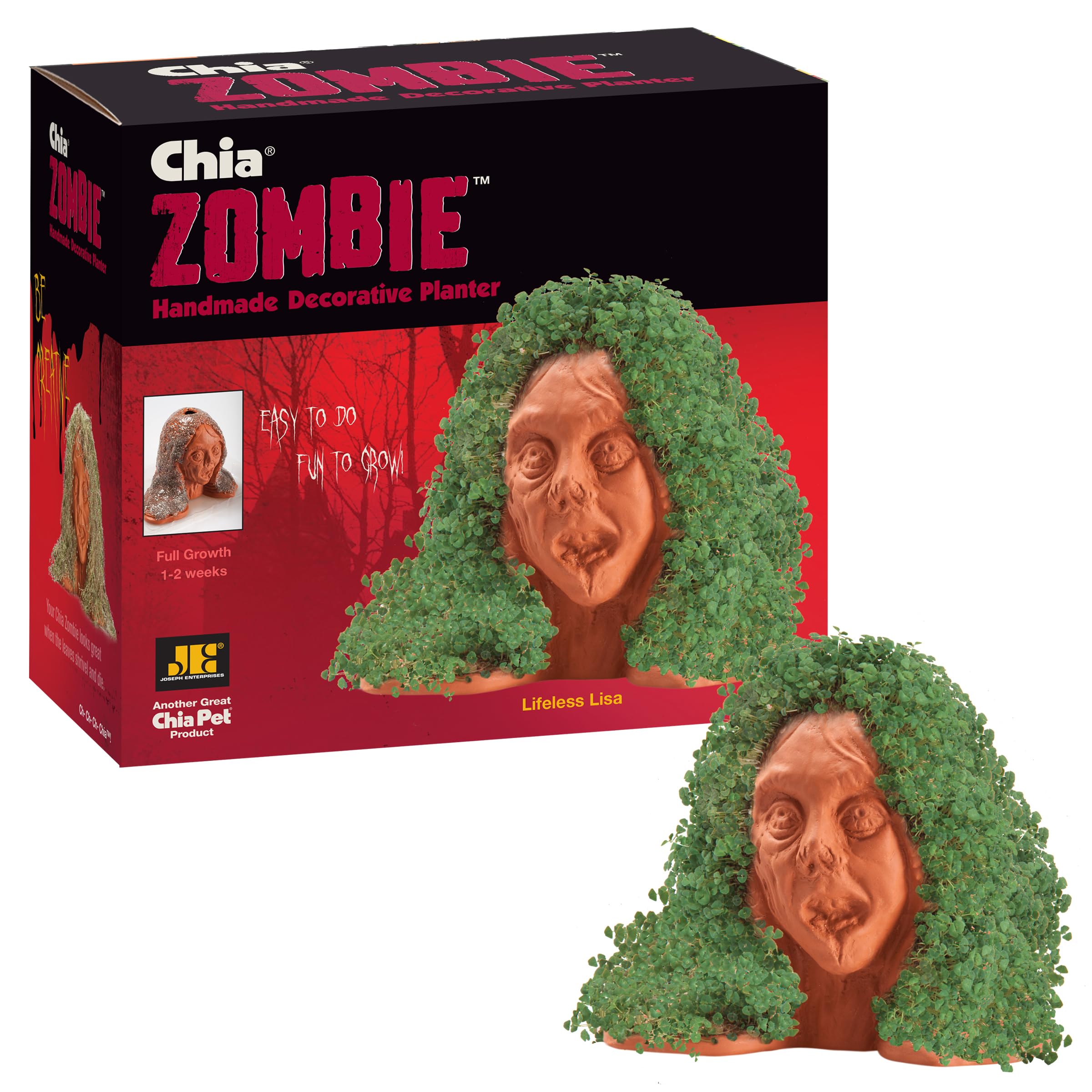 Chia Zombie Lifeless Lisa frontal mostrando el diseño decorativo y fácil cultivo