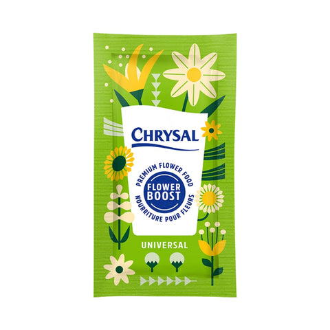 Chrysal paquete frontal mostrando diseño y beneficio de larga duración