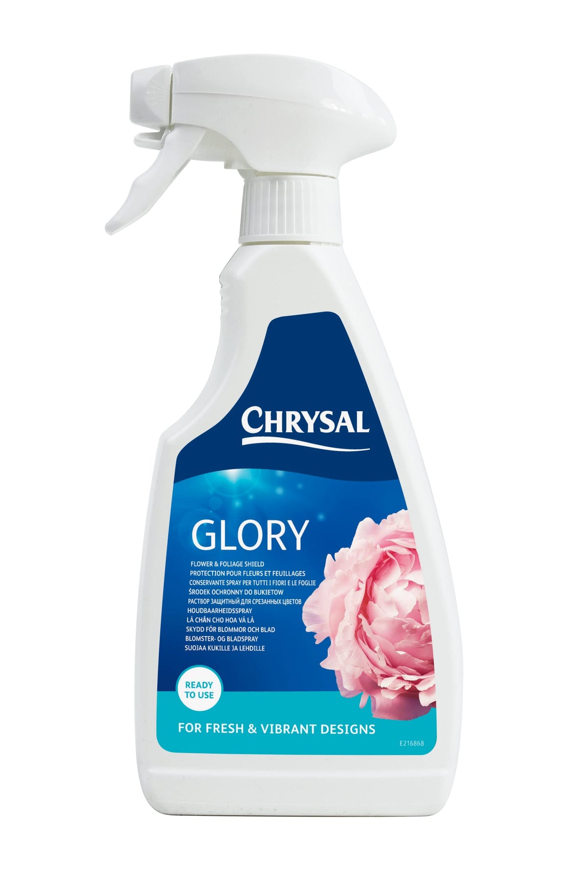 Chrysal envase frontal mostrando etiqueta y uso profesional