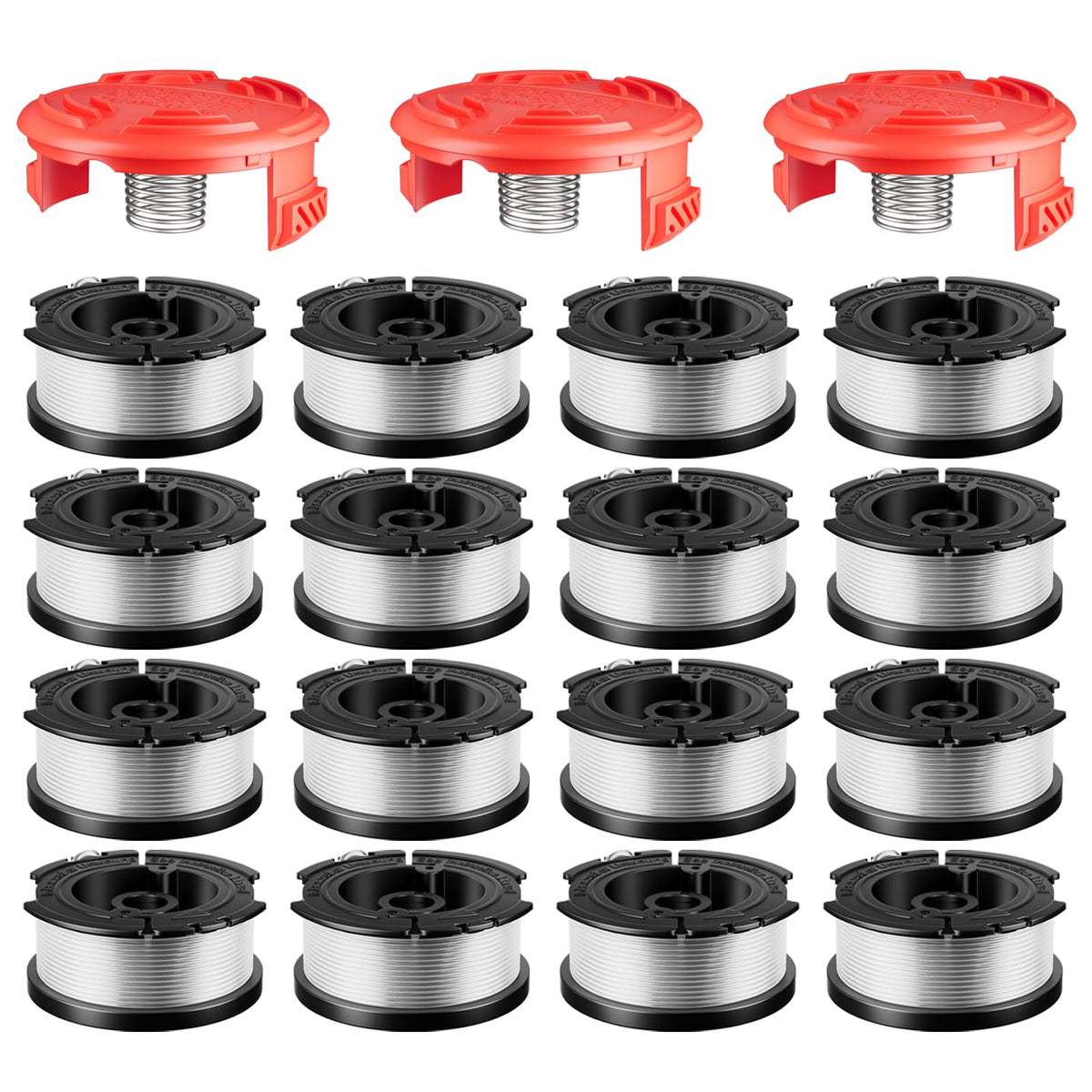 Chway pack frontal mostrando las 19 bobinas compatible con AF-100 y Black + Decker para reposición rápida