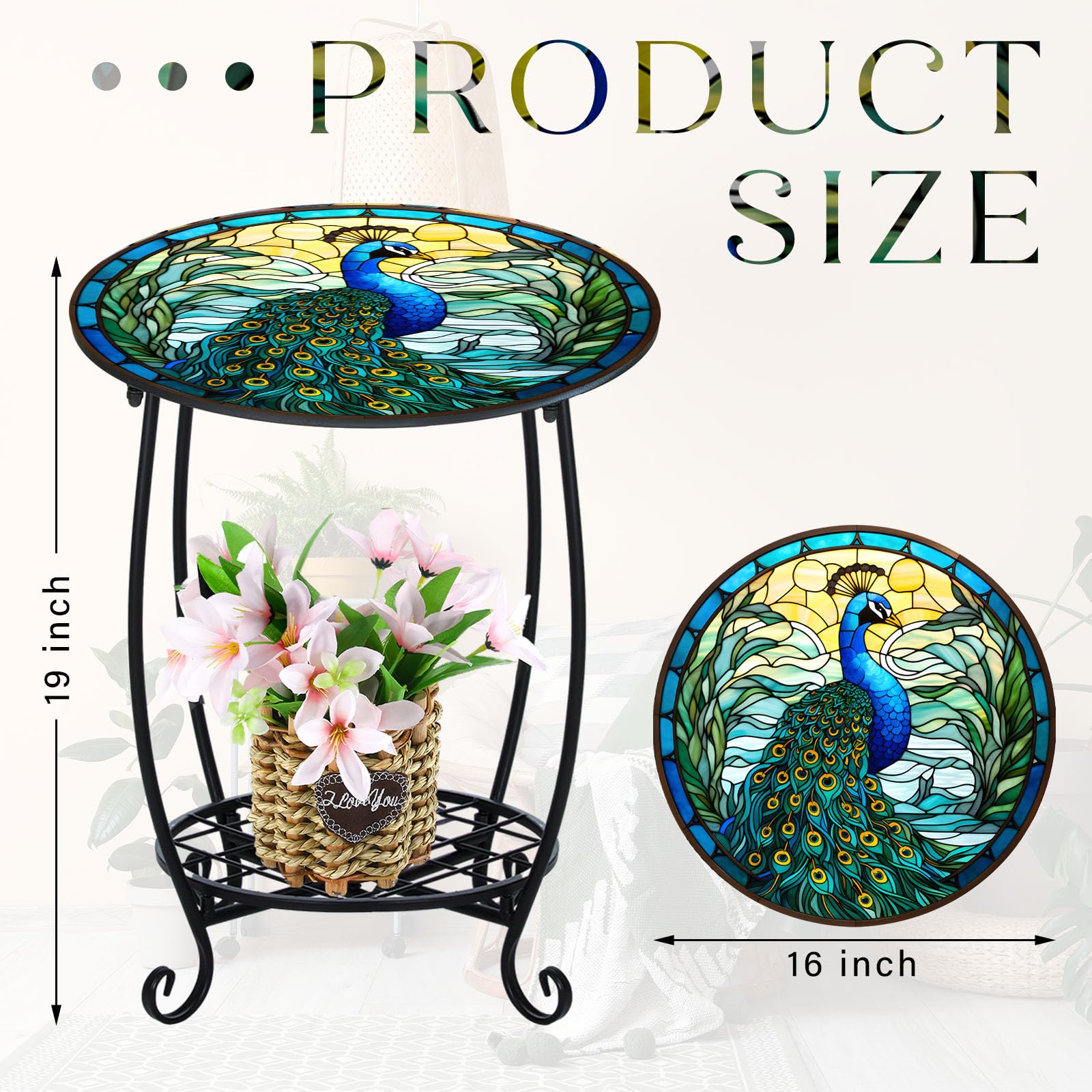 Cinnvoice detalle de arte hueco peacock con acabado anti-rust