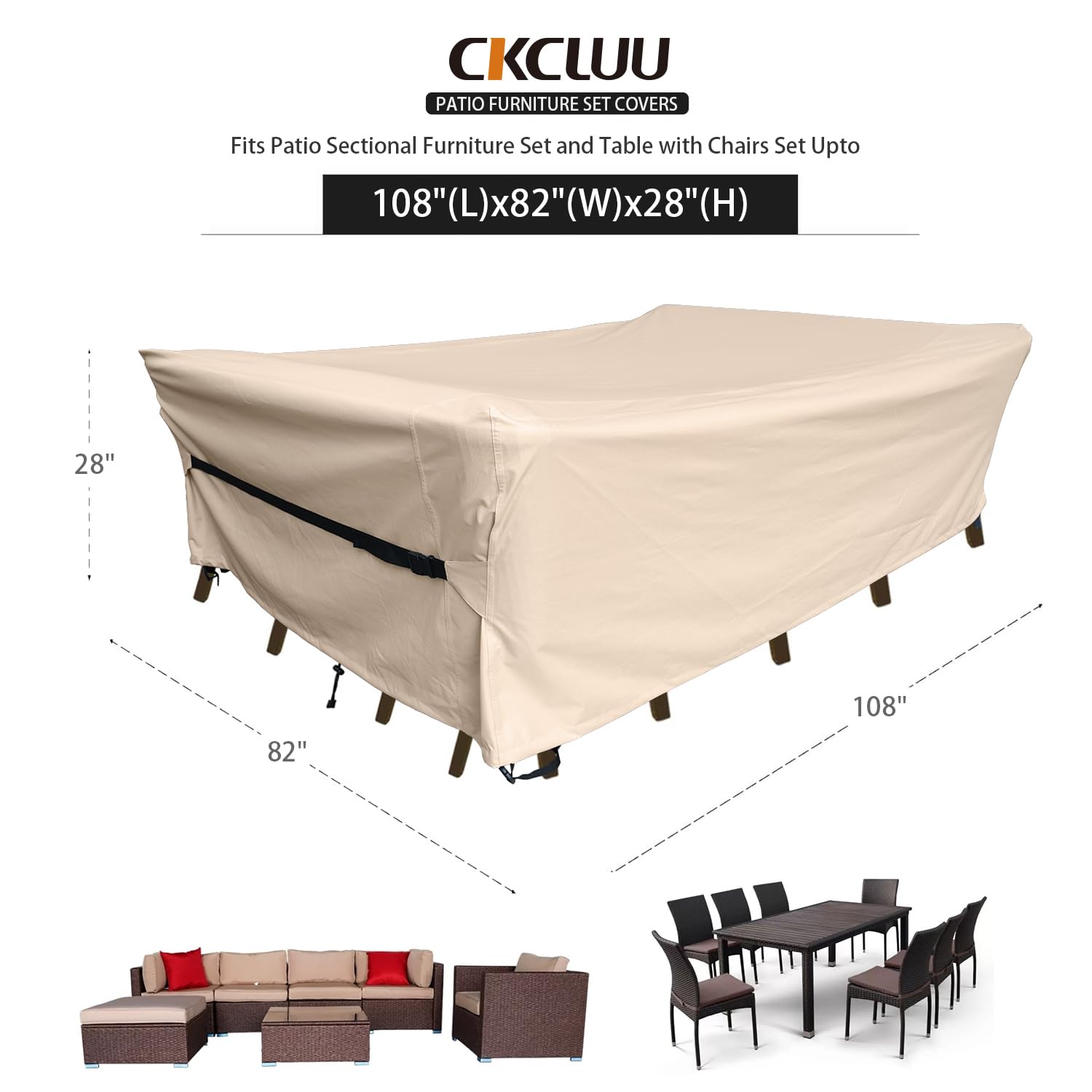 CKCLUU funda junto a una cinta métrica para comparar tamaño y ajuste