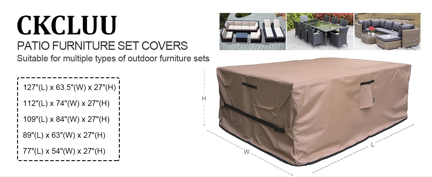 CKCLUU funda en lluvia protegiendo mesa y sillas exteriores