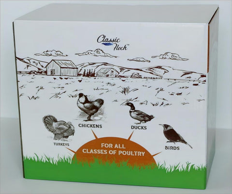 Classic Flock paquete en jardín con aves alrededor, ideal para entornos de crianza doméstica