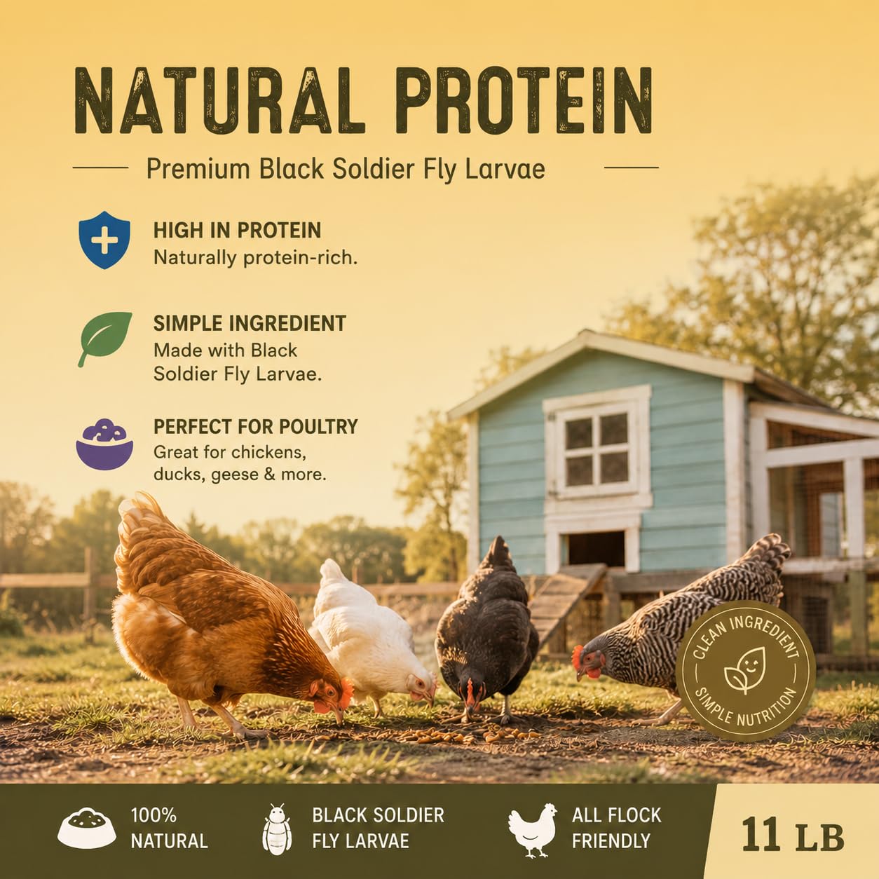 Classic Flock etiqueta de nutrientes mostrando contenido de calcio y proteínas