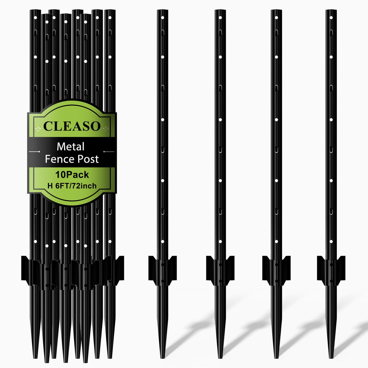 CLEASO poste metálico frontal del pack de 10 mostrando acabado resistente