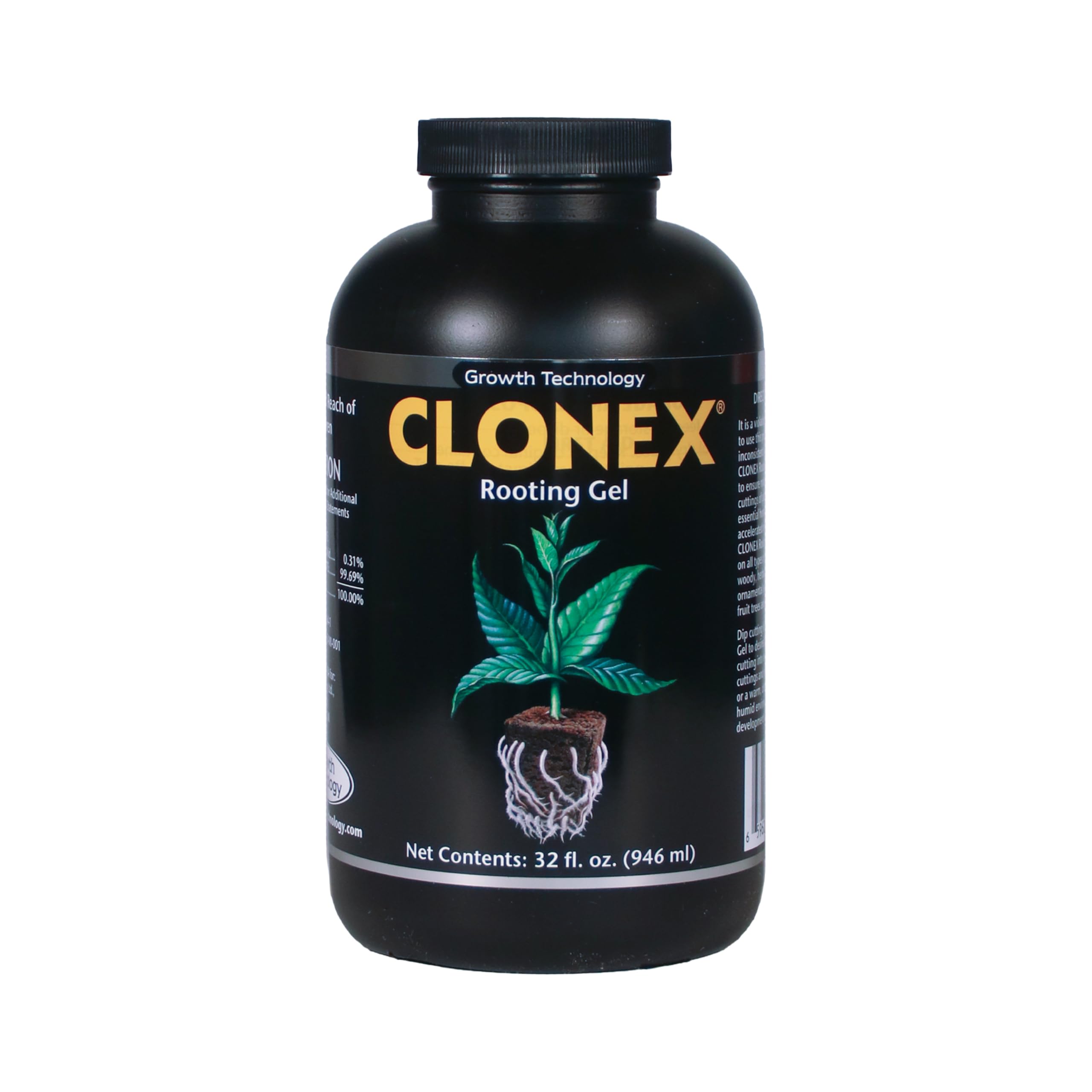 Clonex gel enraizante frasco delantero mostrando etiqueta y volumen, confianza profesional