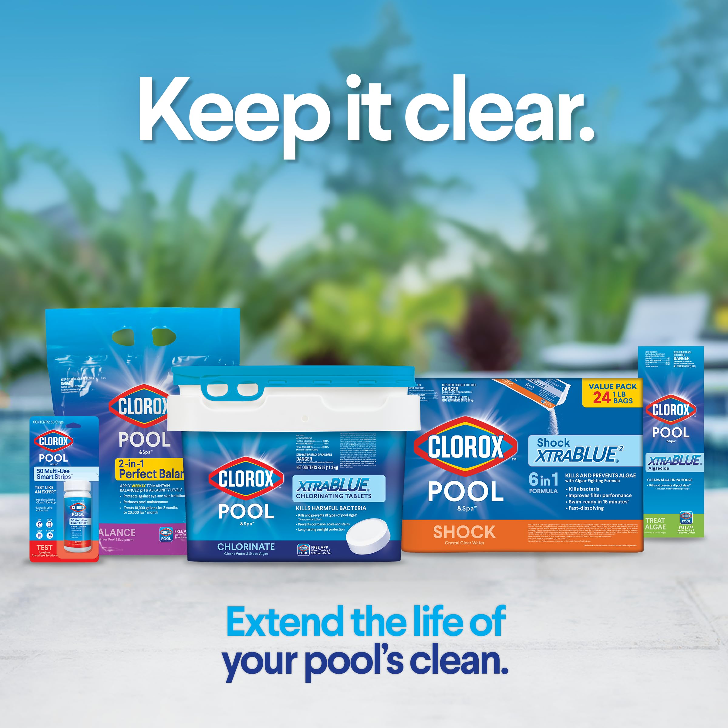 CLOROX Pool&Spa comparación de tamaño de la tableta para referencia visual