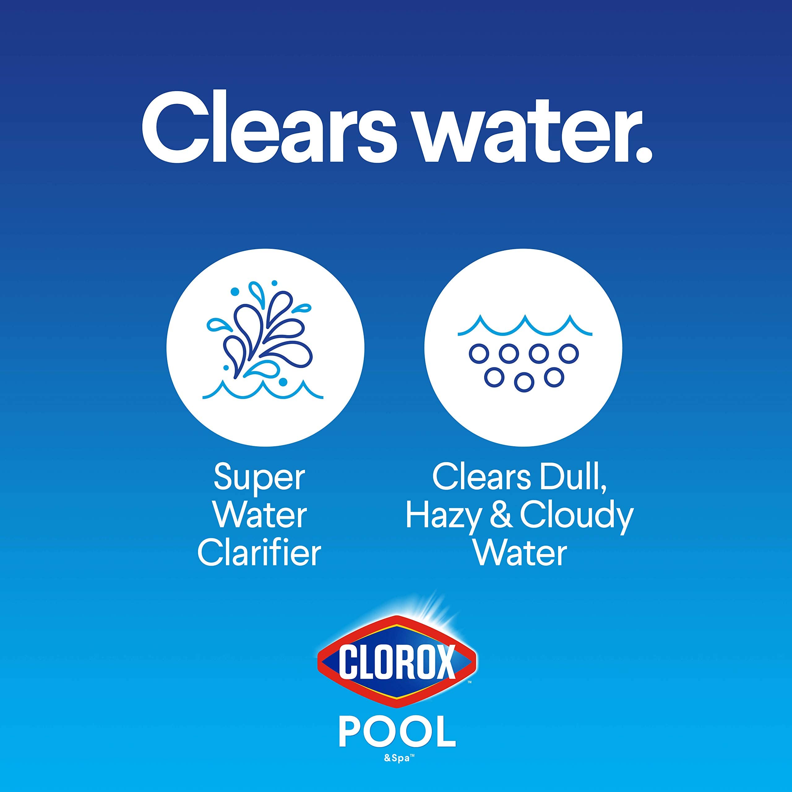 CLOROX Pool&Spa botella junto a una mano para apreciar escala