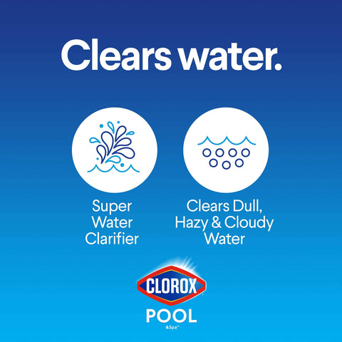 CLOROX Pool&Spa botella junto a una mano para apreciar escala