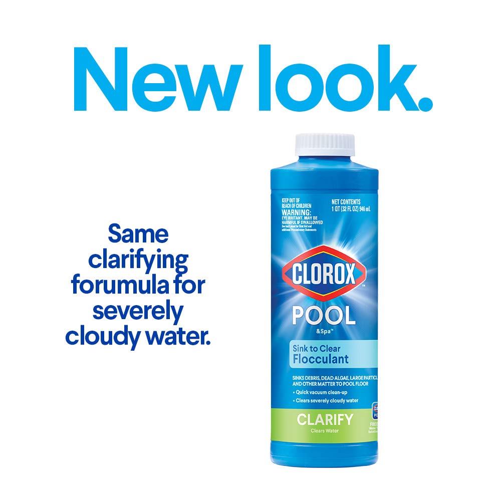 CLOROX Pool&Spa close-up del líquido del floculante para evaluar textura eficaz