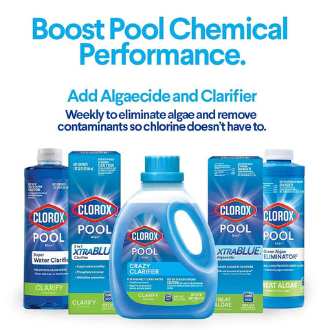 CLOROX Pool&Spa aplicación del producto alrededor de la piscina para dosificar