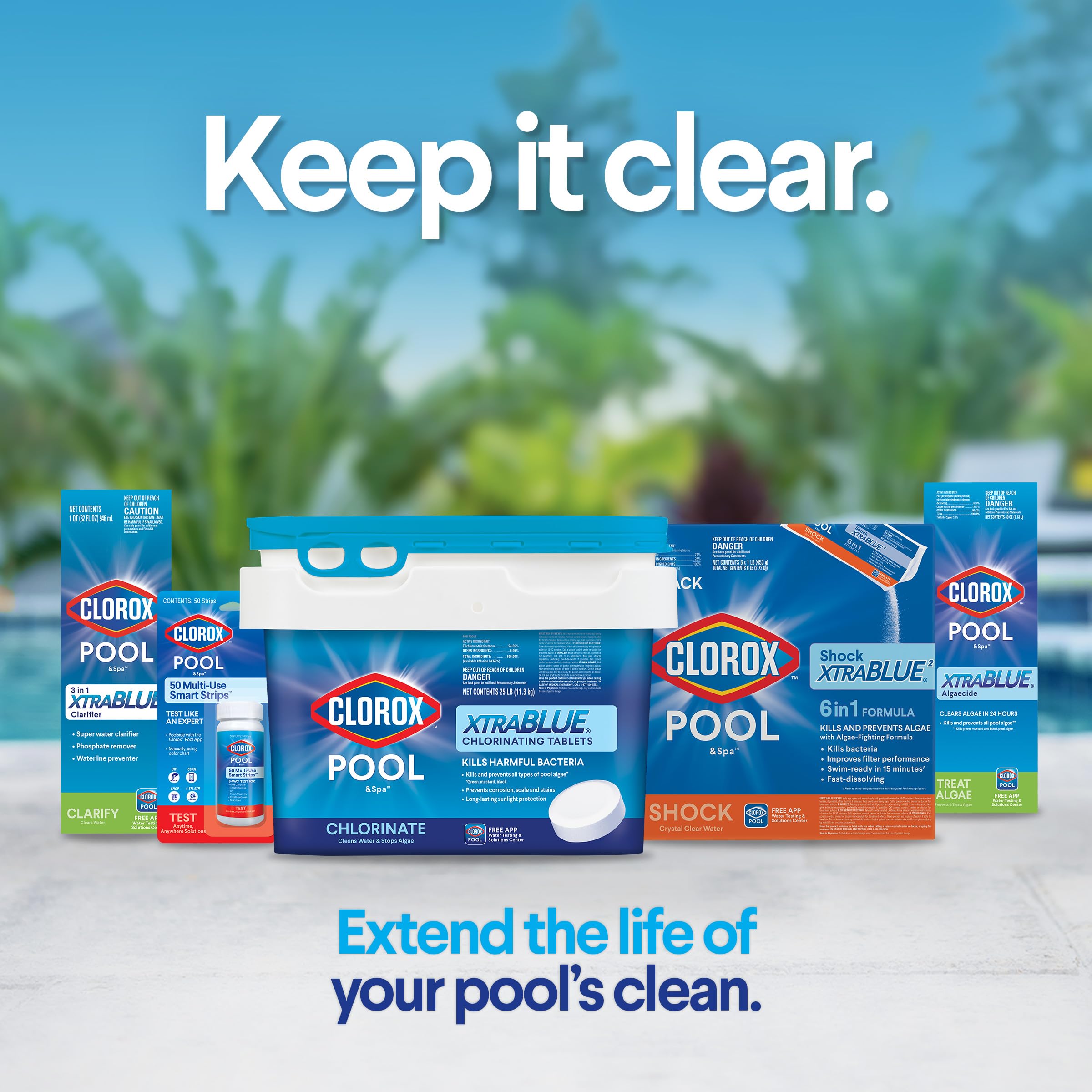 Clorox Pool&Spa etiqueta con instrucciones para uso seguro y dosificación