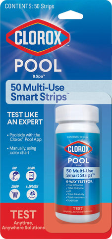 CLOROX Pool&Spa frente del empaque mostrando 50 tiras y claridad