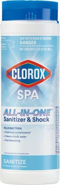 Clorox Pool&Spa envase frontal mostrando presentación 2 lb y beneficio claridad