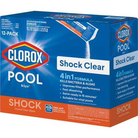 CLOROX Pool&Spa paquete frontal mostrando 12 unidades y claridad