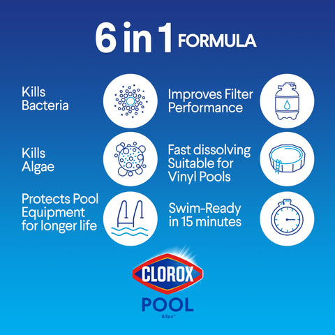 Clorox Pool&Spa detalle de la tableta que muestra textura y rápida disolución