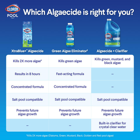 Clorox Pool&Spa aplicación en piscina con agua clara, elimina algas rápidamente