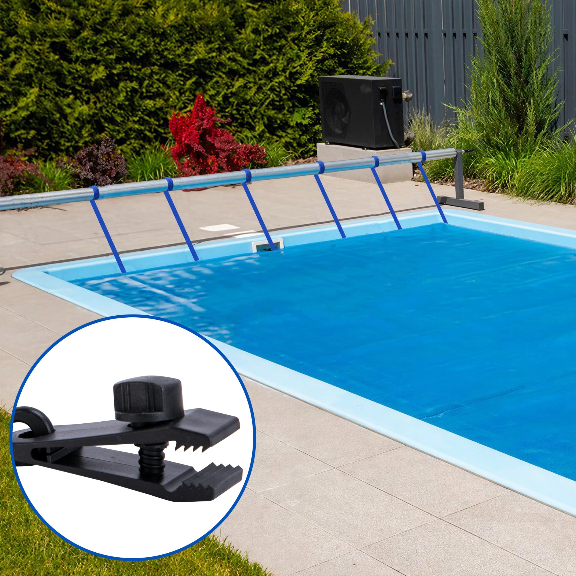 codree kit instalado en piscina ilustrando uso real y seguridad de la manta