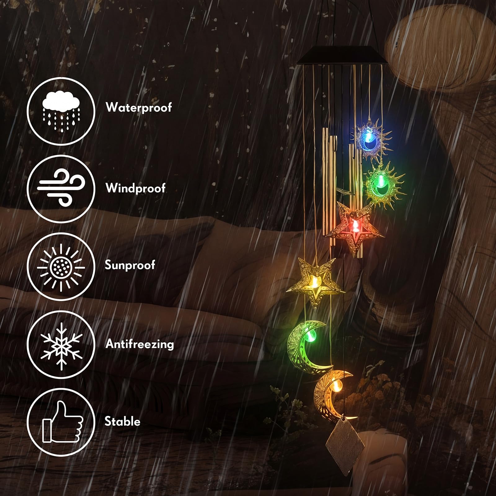 Colingmill móvil iluminado de noche crea ambiente romántico