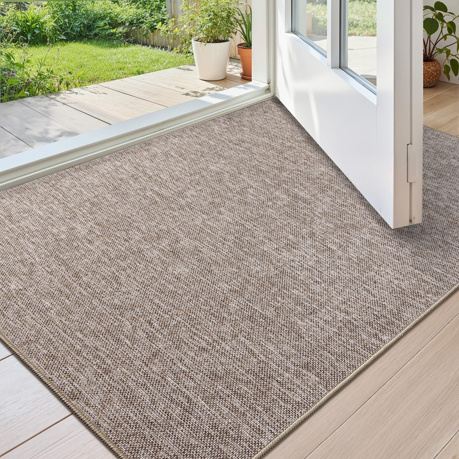 Color&Geometry felpudo frontal lino marrón muestra aspecto elegante y protección