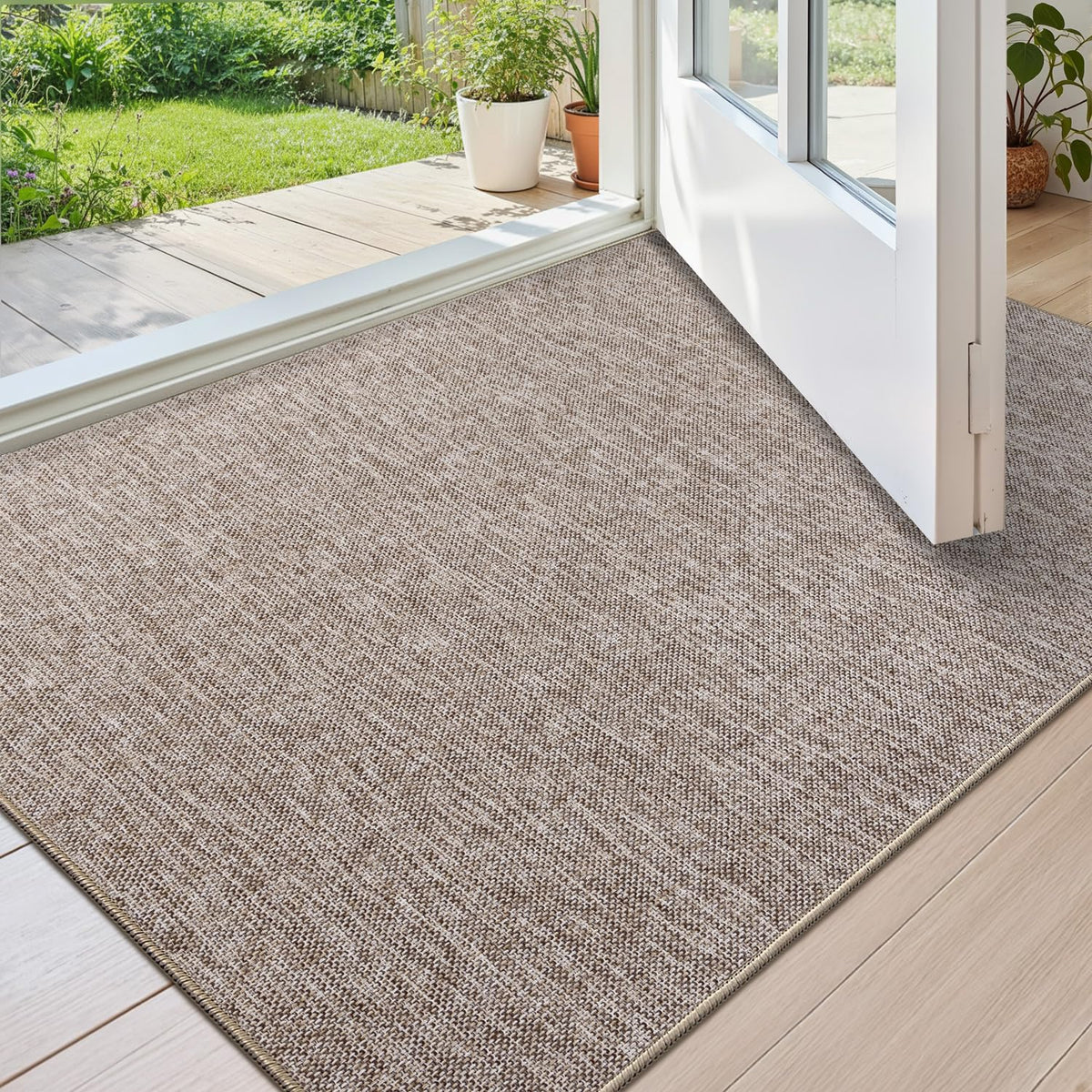 Color&Geometry felpudo frontal lino marrón muestra aspecto elegante y protección