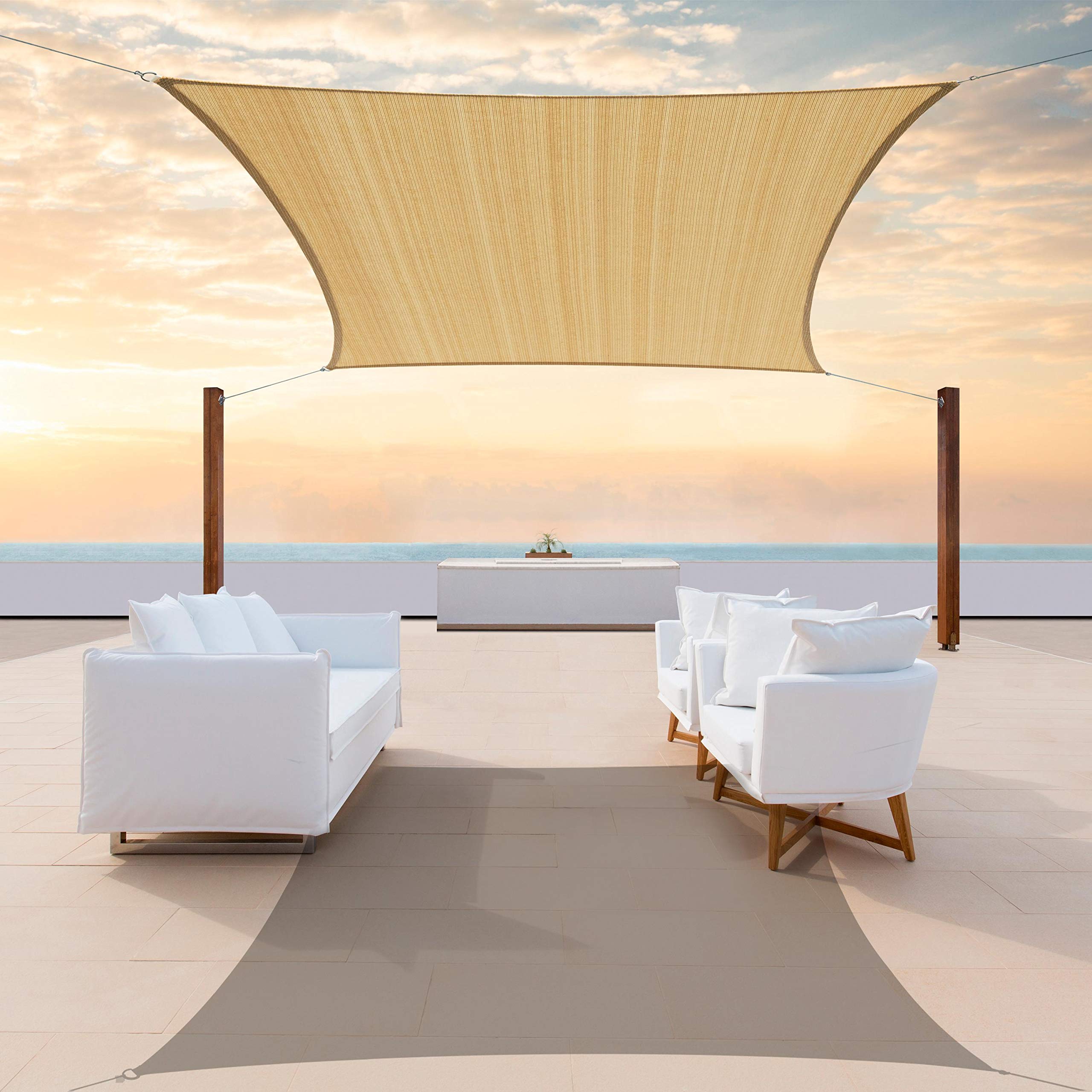 ColourTree vista frontal de la vela 8x14 mostrando cobertura y color sand beige
