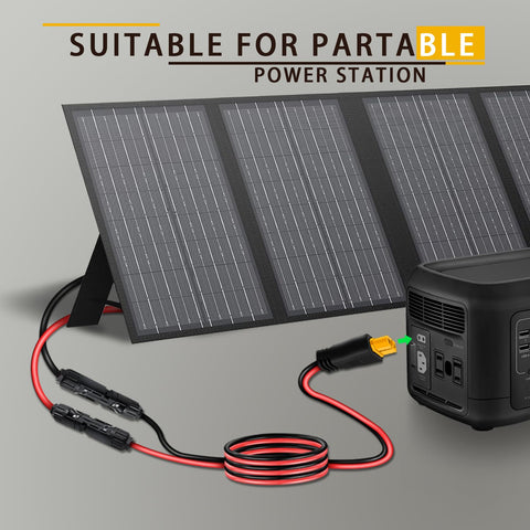 COMeap cable en uso entre panel y generador en camping, conexión práctica