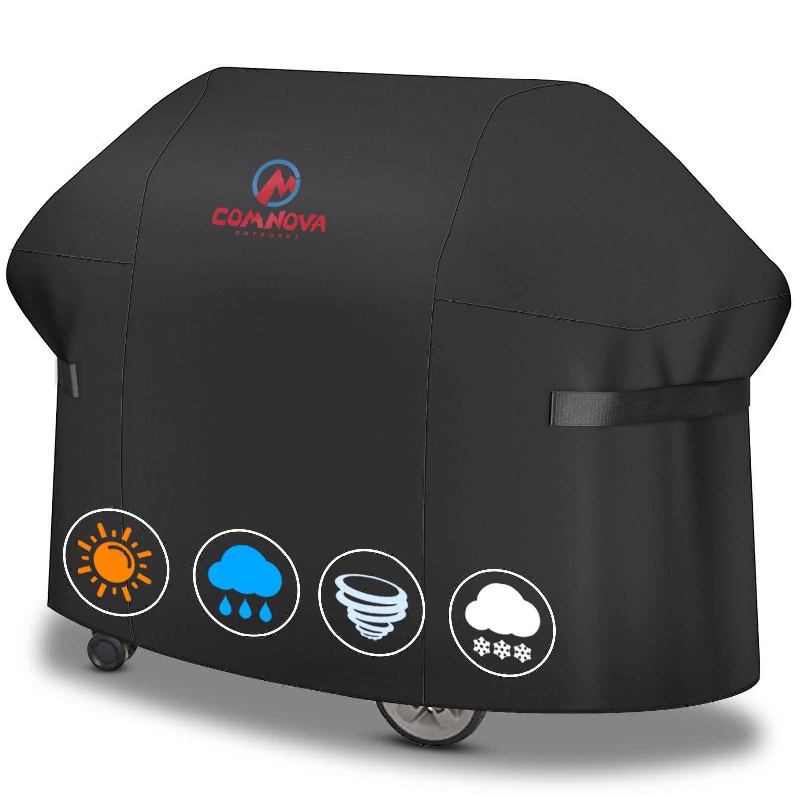 M COMNOVA OUTDOORS funda frontal ajustada protegiendo parrilla, resistencia visible