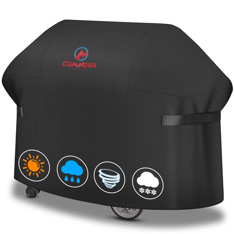 M COMNOVA OUTDOORS funda frontal ajustada protegiendo parrilla, resistencia visible