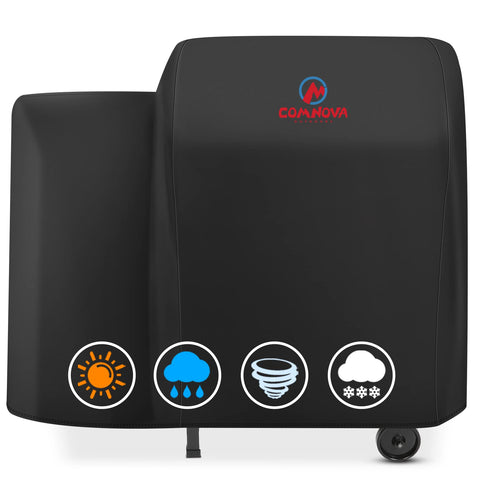 Comnova funda frontal puesta en Traeger 20 Series mostrando cobertura completa y protección