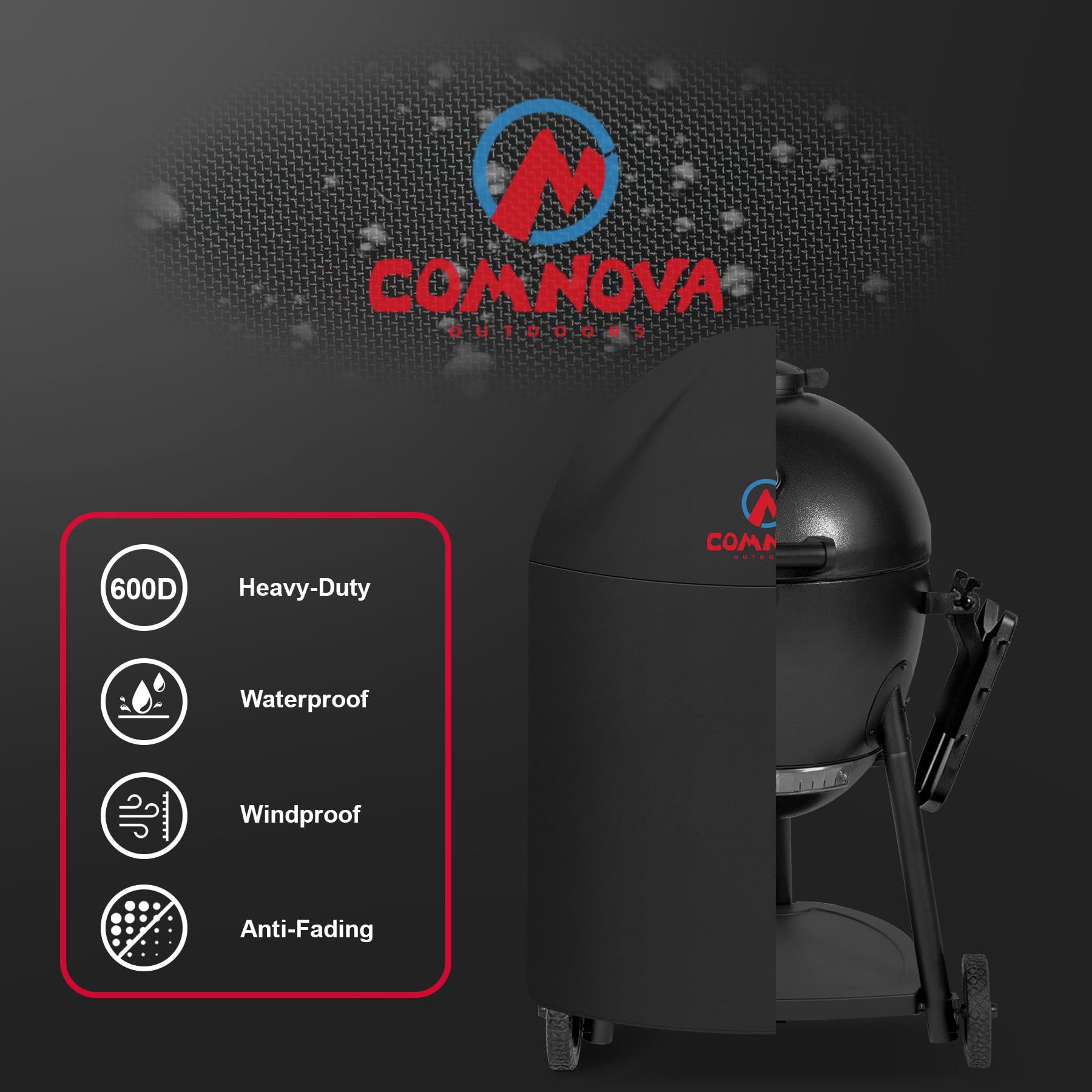 Comnova velcro lateral ajustable que asegura la funda y evita que se vuele