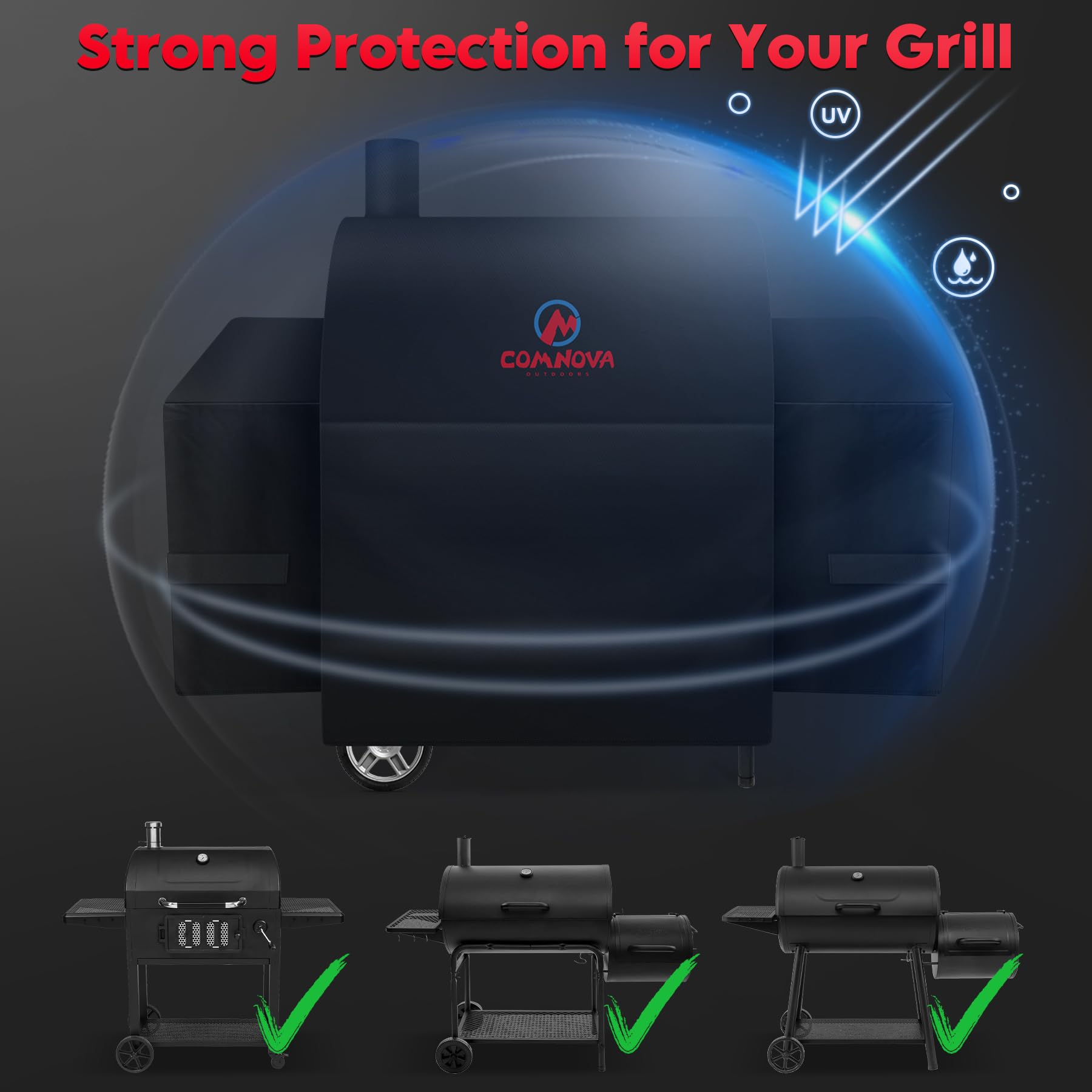 M COMNOVA OUTDOORS funda colocada en parrilla al aire libre, protección total