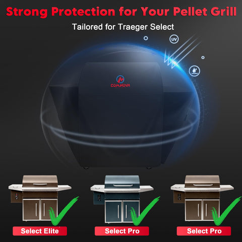 Comnova funda colocada sobre parrilla en uso para protección contra lluvia
