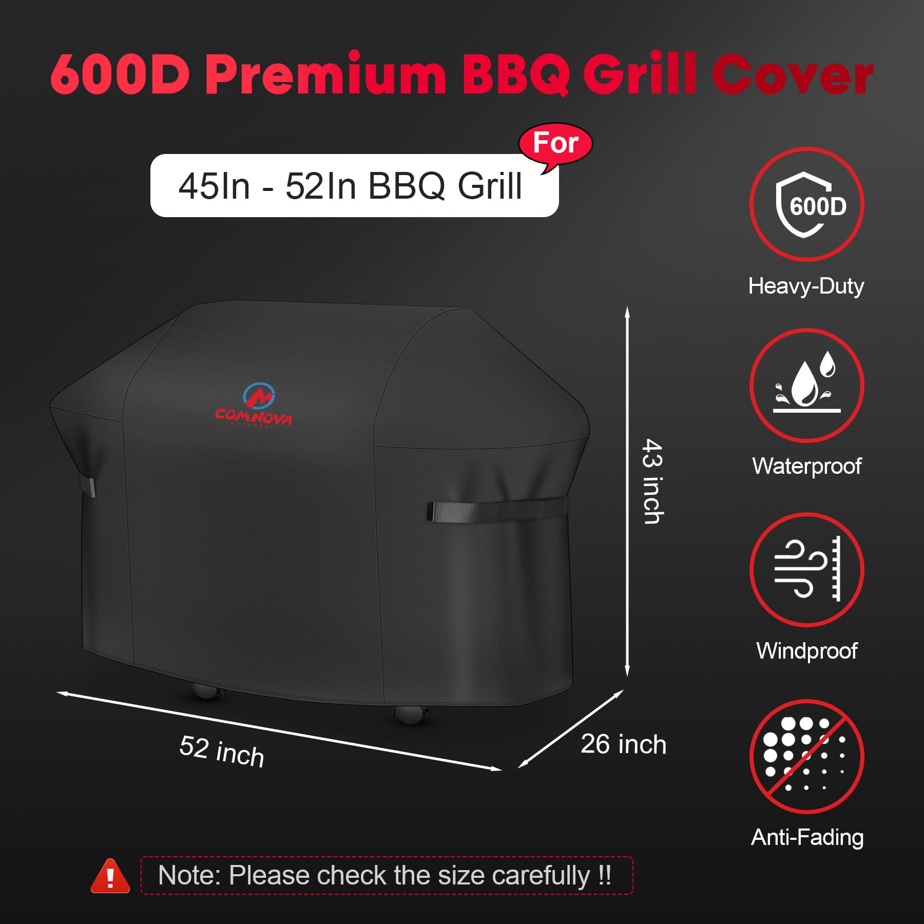M COMNOVA OUTDOORS detalle tejido 600D con recubrimiento PU, resistente y transpirable