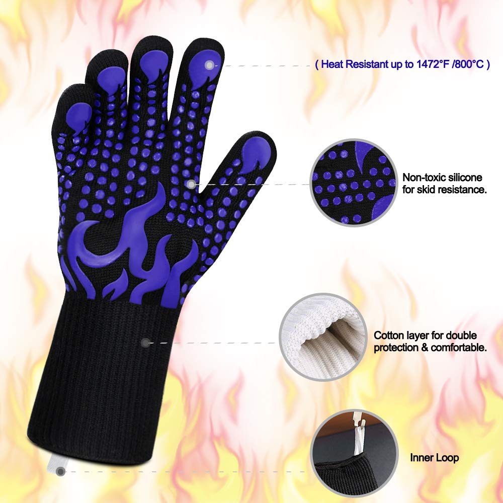 Comsmart guantes en uso sobre parrilla mostrando manejo seguro de rejilla caliente